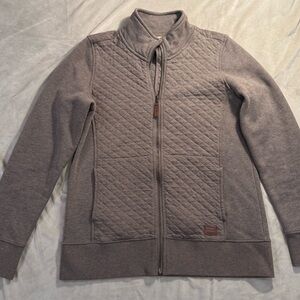 L.L.Bean Quilted Full Zip Jacket Taupe Gray Cozy Layer
